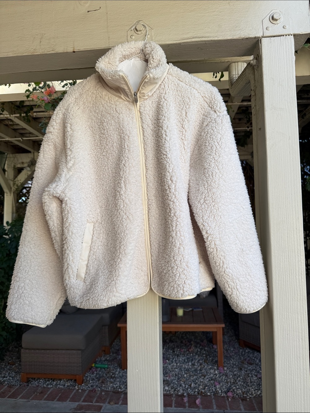 Athleta Cream Sherpa Zip Jacket